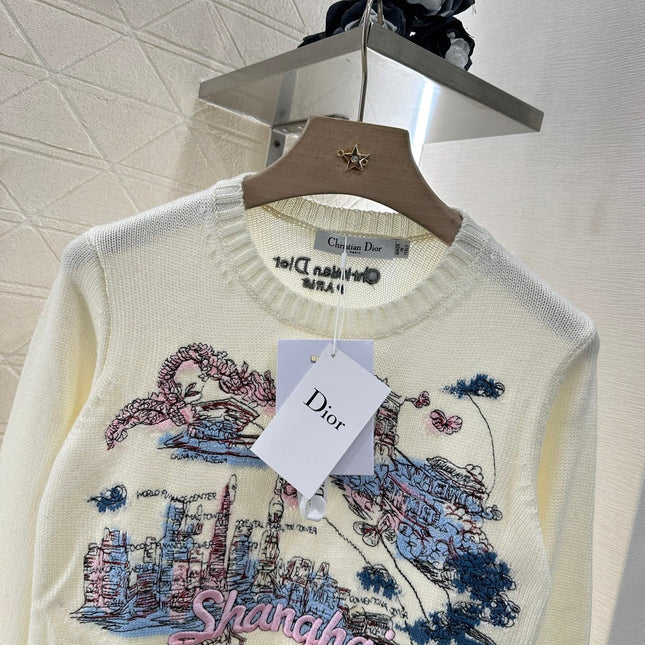 DIOR EMBROIDERED LANDSCAPE KNIT SWEATER 272309