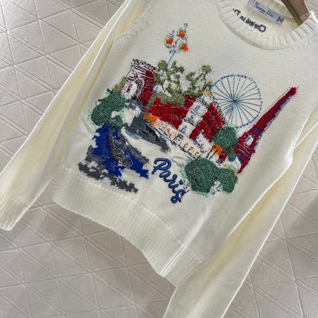 DIOR EMBROIDERED LANDSCAPE KNIT SWEATER 272312