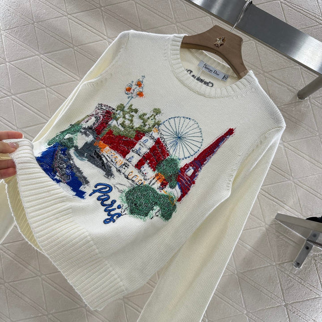 DIOR EMBROIDERED LANDSCAPE KNIT SWEATER 272312