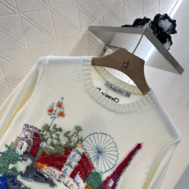 DIOR EMBROIDERED LANDSCAPE KNIT SWEATER 272312
