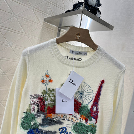 DIOR EMBROIDERED LANDSCAPE KNIT SWEATER 272312