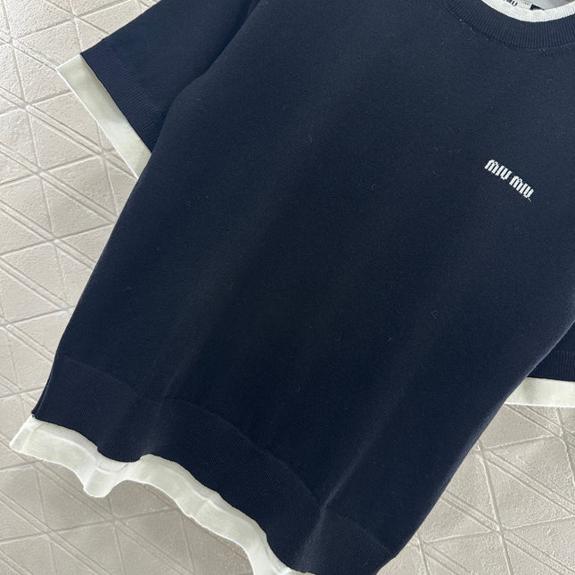 MIUMIU SHORT-SLEEVE KNIT TOP 276589