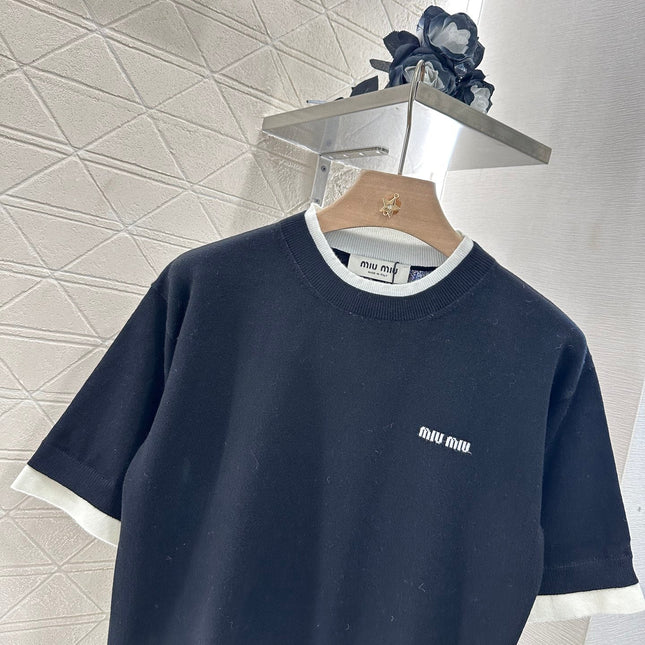 MIUMIU SHORT-SLEEVE KNIT TOP 276589