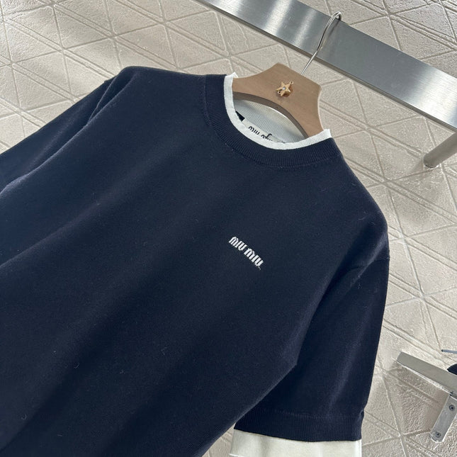 MIUMIU SHORT-SLEEVE KNIT TOP 276589