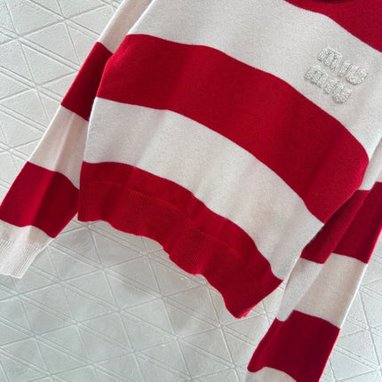 MIUMIU STRIPED CREW NECK SWEATER 276681