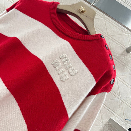 MIUMIU STRIPED CREW NECK SWEATER 276681