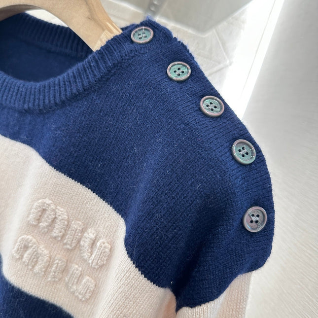 MIUMIU STRIPED CREW NECK SWEATER 276678
