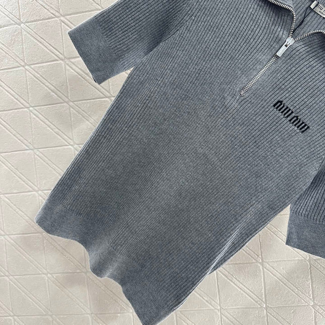 MIUMIU SHORT-SLEEVE KNIT POLO SHIRT STYLE 99