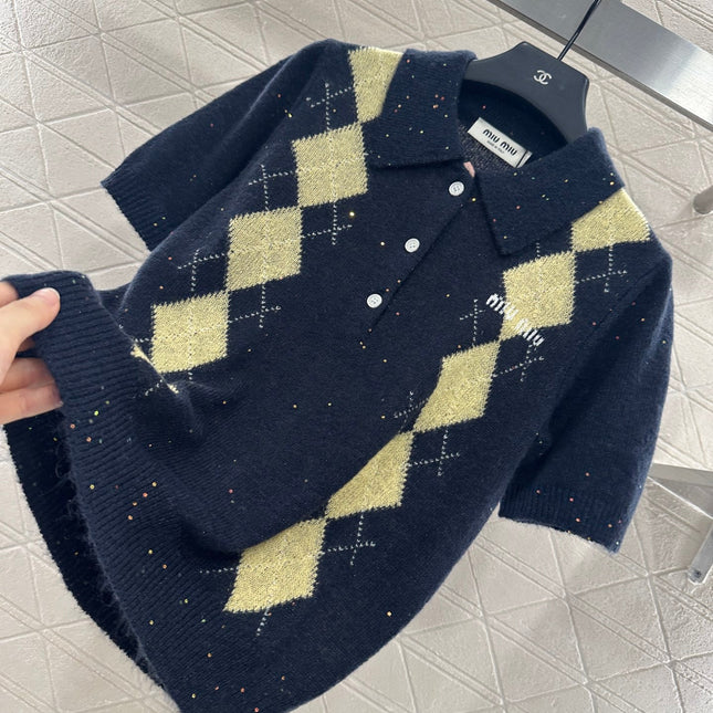 MIUMIU SHORT-SLEEVE KNIT TOP STYLE 22