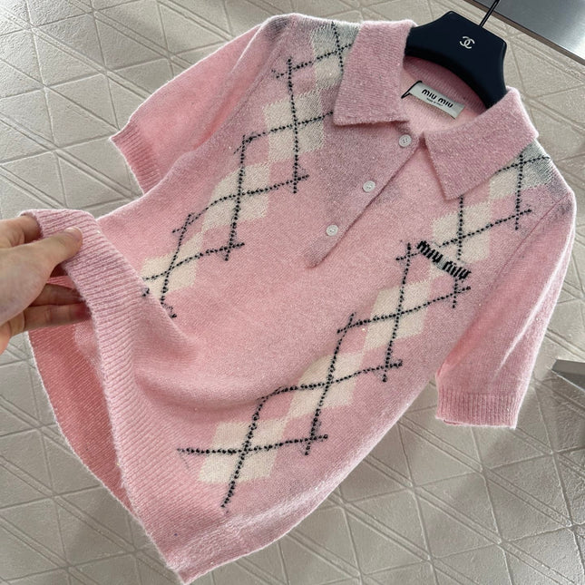 MIUMIU SHORT-SLEEVE KNIT TOP STYLE 24