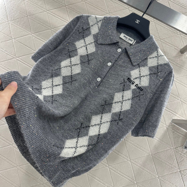 MIUMIU SHORT-SLEEVE KNIT TOP STYLE 23
