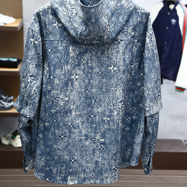 LV HOODED JACKET IN BLUE MONOGRAM WASHED DENIM 238944