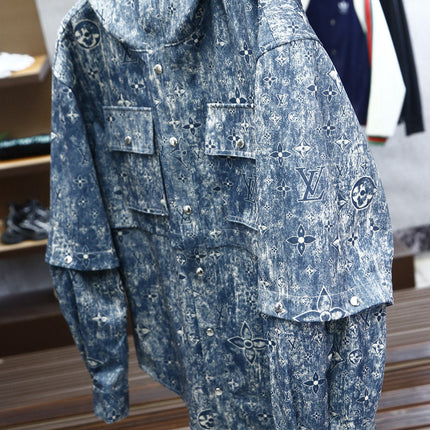 LV HOODED JACKET IN BLUE MONOGRAM WASHED DENIM 238944