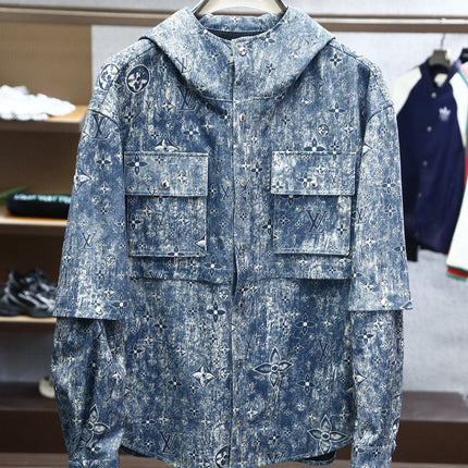 LV HOODED JACKET IN BLUE MONOGRAM WASHED DENIM 238944