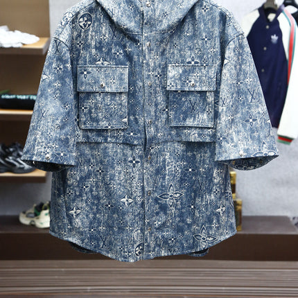 LV HOODED JACKET IN BLUE MONOGRAM WASHED DENIM 238944