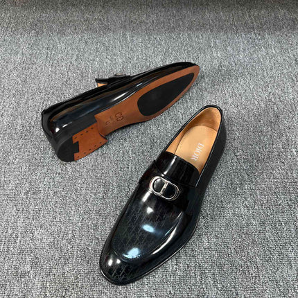 CD SYMBOL GRANVILLE LOAFER  GLOSSY BLACK MONOGRAM LAMBSKIN