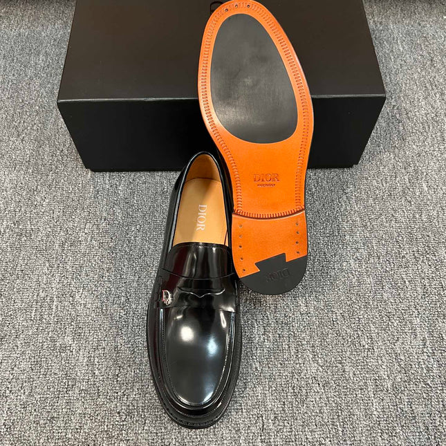 CD GRANVILLE EDGE BEADS LOAFER GLOSSY BLACK CALFSKIN