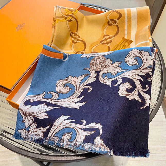 PRINTED SCARF 200 CM IN GOLDEN YELLOW MIX COLORFUL CASHMERE 393003