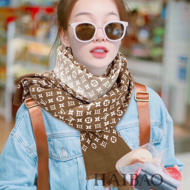SCARF 200 CM IN PERU BROWN MIX WHITE CASHMERE 398522