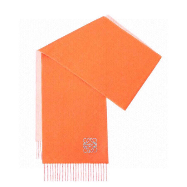 SCARF 180 CM IN CARROT ORANGE AND LIGHT PINK WOOL AND CASHMERE 411792