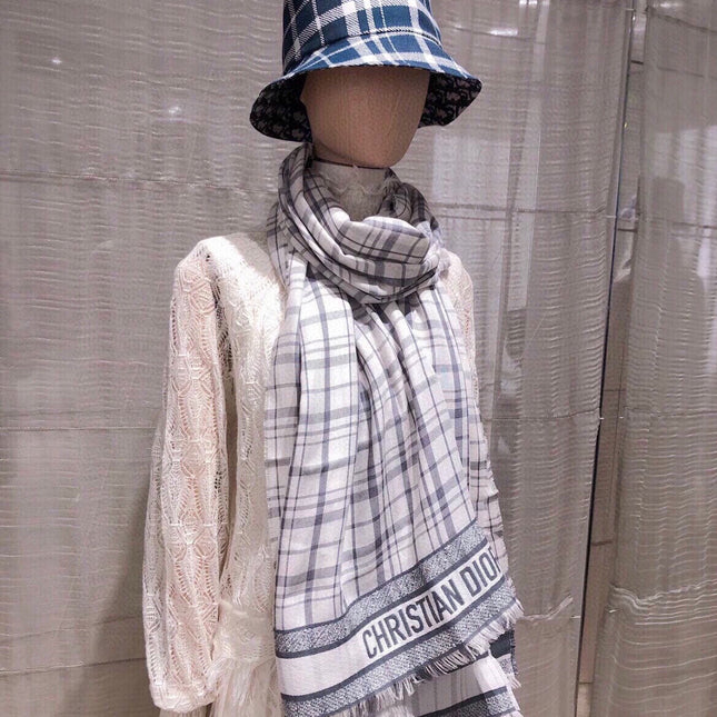 SCARF 200 CM IN BLACK MIX WHITE CASHMERE AND SILK 418334
