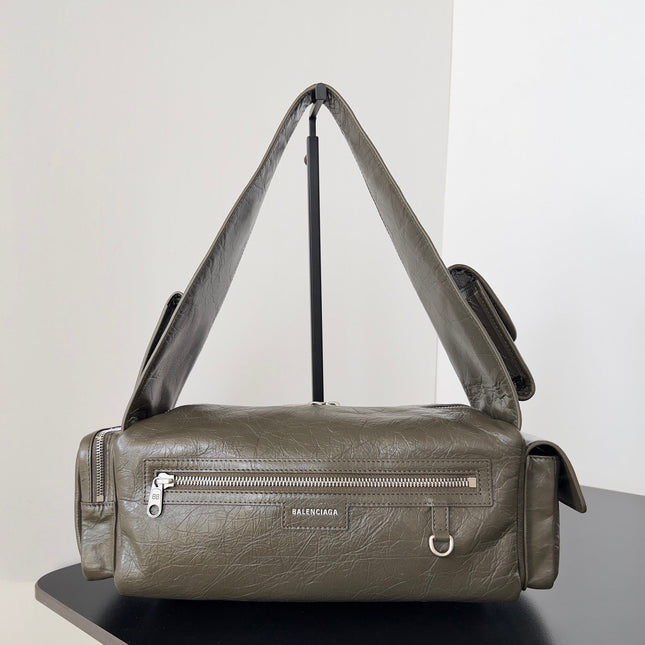 SUPERBUSY SLING BAG 35 IN KHAKI GREEN LAMBSKIN