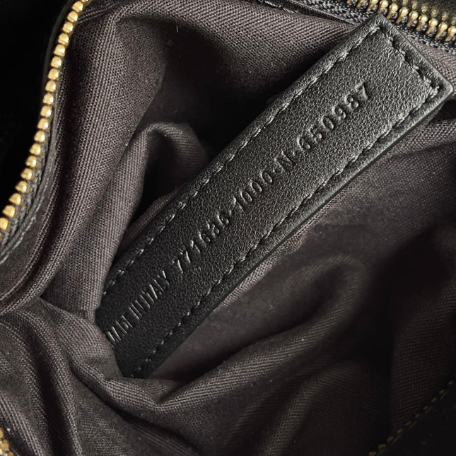 GOLD LOCKER SHOULDER BAG 62 IN BLACK CALFSKIN
