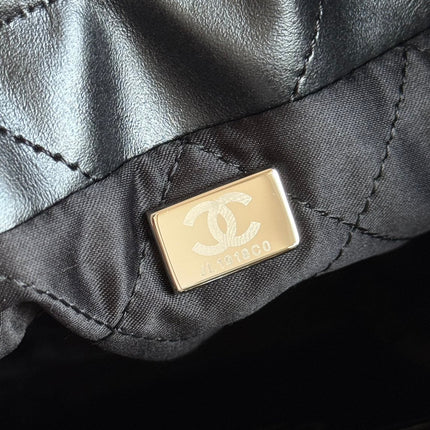 CC MINI HOBO HANDBAG 20 IN BLACK CALFSKIN SILVER-TONE HARDWARE