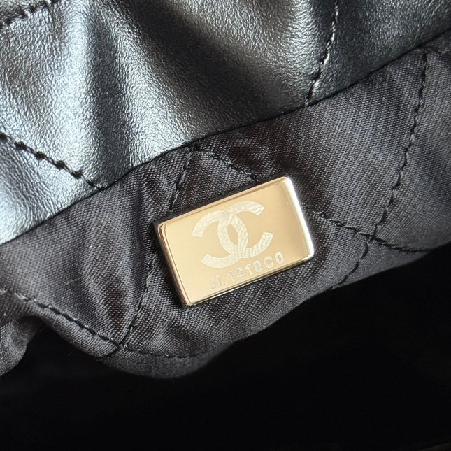 CC MINI HOBO HANDBAG 20 IN BLACK CALFSKIN SILVER-TONE HARDWARE