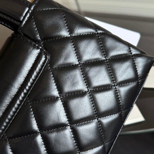 KELLY SHOPPING BAG 19 IN BLACK CALFSKIN GOLD HARDWARE