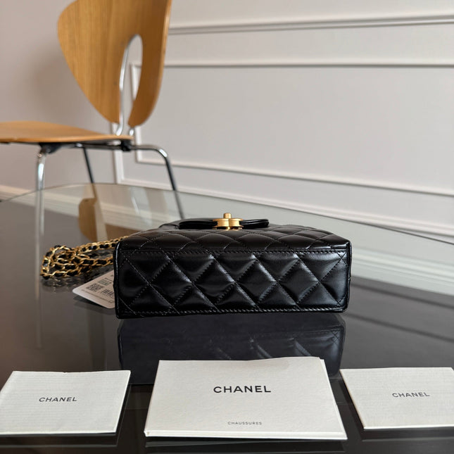 KELLY SHOPPING BAG 19 IN BLACK CALFSKIN GOLD HARDWARE