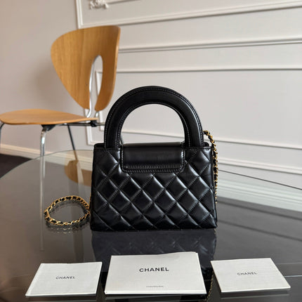KELLY SHOPPING BAG 19 IN BLACK CALFSKIN GOLD HARDWARE