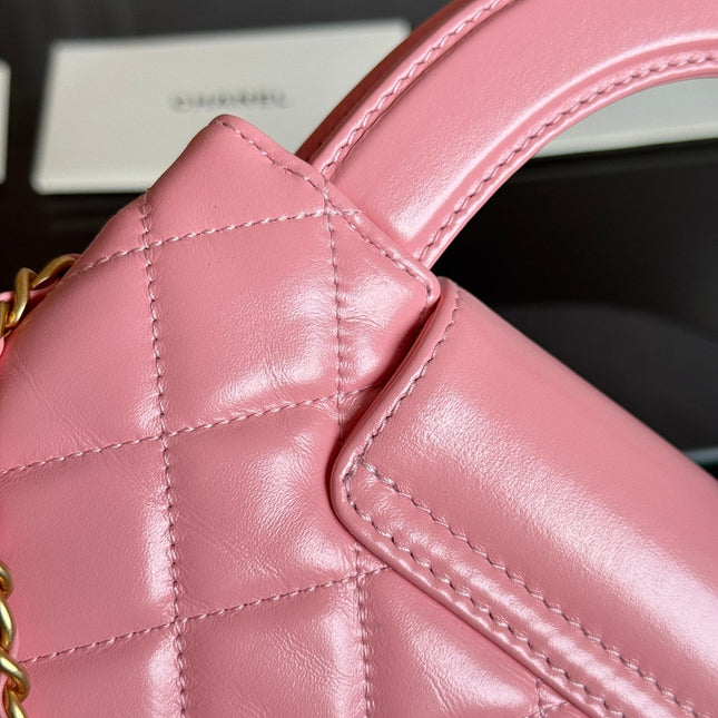 KELLY SHOPPING BAG 19 IN SALMON PINK CALFSKIN GOLD HARDWARE