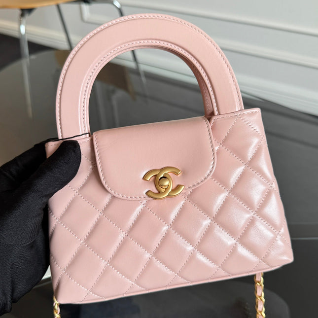 KELLY SHOPPING BAG 19 IN LIGHT PINK CALFSKIN GOLD HARDWARE