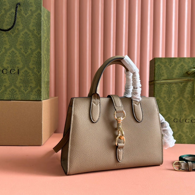 SMALL JACKIE 24 TOTE IN DARK BEIGE LAMBSKIN