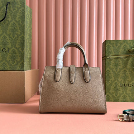 SMALL JACKIE 24 TOTE IN DARK BEIGE LAMBSKIN