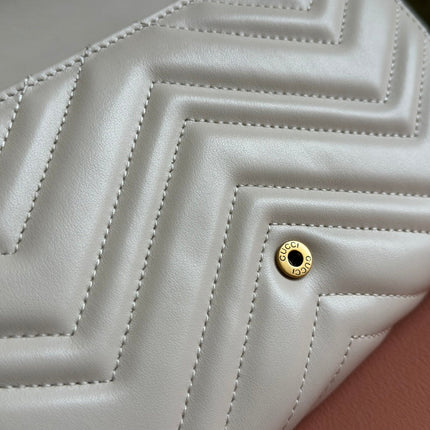 MARMONT SMALL SHOULDER BAG 20 IN WHITE LAMBSKIN GOLD HARDWARE