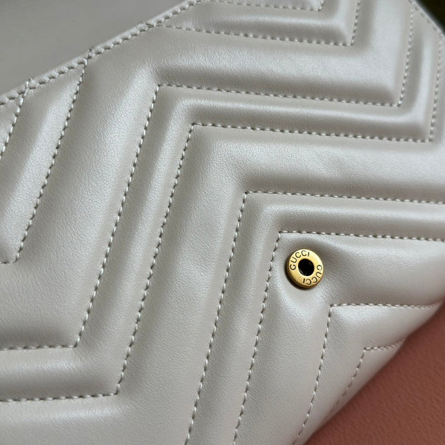MARMONT SMALL SHOULDER BAG 20 IN WHITE LAMBSKIN GOLD HARDWARE