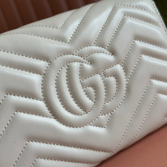 MARMONT SMALL SHOULDER BAG 20 IN WHITE LAMBSKIN GOLD HARDWARE