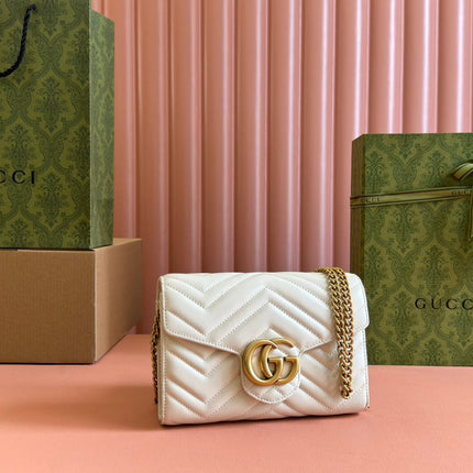 MARMONT SMALL SHOULDER BAG 20 IN WHITE LAMBSKIN GOLD HARDWARE