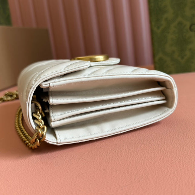 MARMONT SMALL SHOULDER BAG 20 IN WHITE LAMBSKIN GOLD HARDWARE