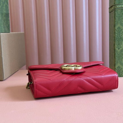 MARMONT SMALL SHOULDER BAG 20 IN RED LAMBSKIN GOLD HARDWARE