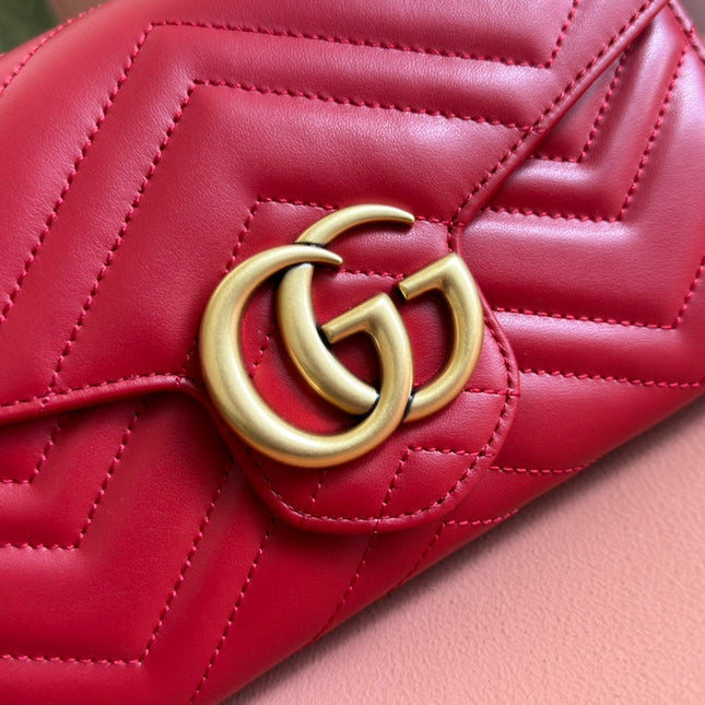 MARMONT SMALL SHOULDER BAG 20 IN RED LAMBSKIN GOLD HARDWARE