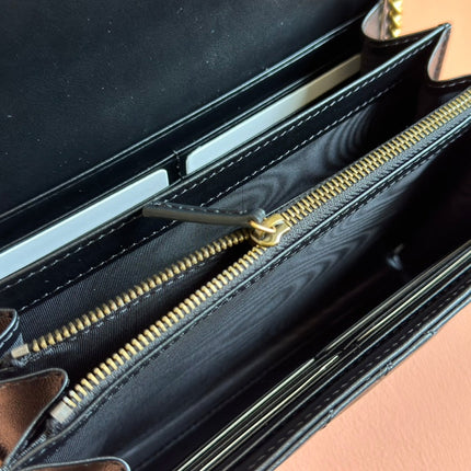 MARMONT SMALL SHOULDER BAG 20 IN BLACK LAMBSKIN GOLD HARDWARE