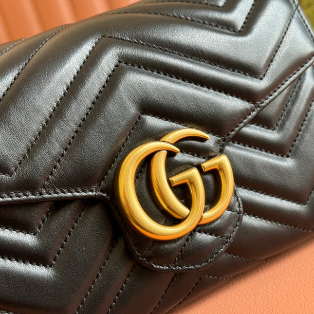 MARMONT SMALL SHOULDER BAG 20 IN BLACK LAMBSKIN GOLD HARDWARE