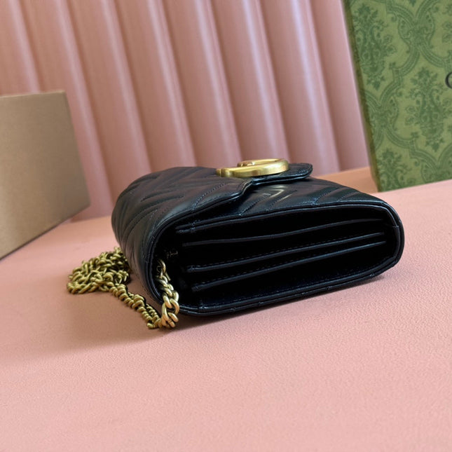 MARMONT SMALL SHOULDER BAG 20 IN BLACK LAMBSKIN GOLD HARDWARE