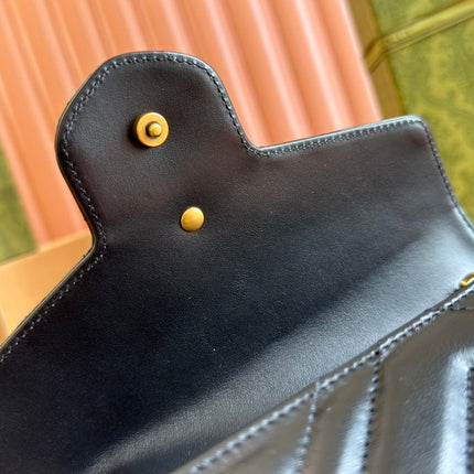 MARMONT SMALL SHOULDER BAG 20 IN BLACK LAMBSKIN GOLD HARDWARE