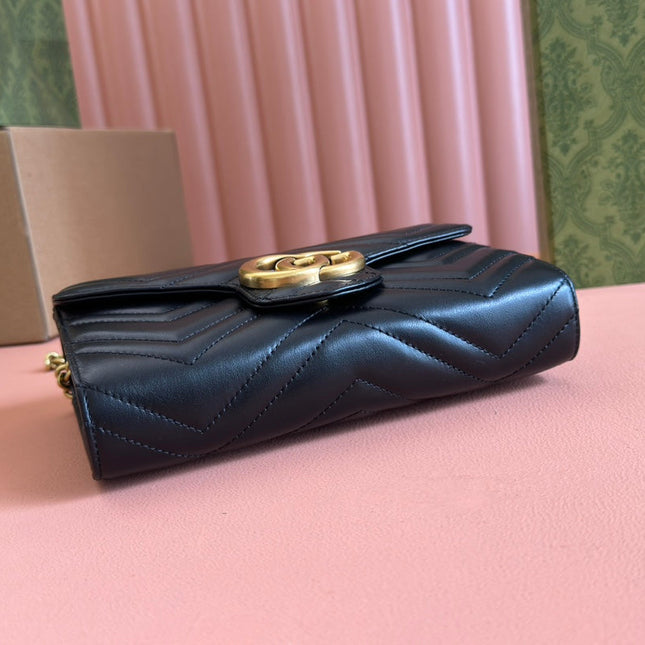 MARMONT SMALL SHOULDER BAG 20 IN BLACK LAMBSKIN GOLD HARDWARE