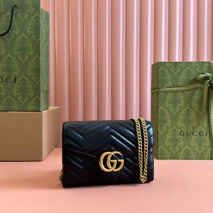 MARMONT SMALL SHOULDER BAG 20 IN BLACK LAMBSKIN GOLD HARDWARE