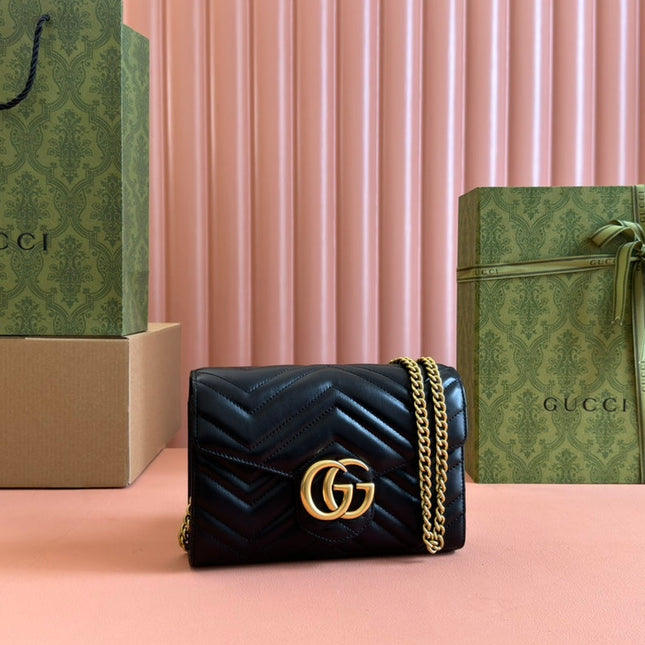 MARMONT SMALL SHOULDER BAG 20 IN BLACK LAMBSKIN GOLD HARDWARE